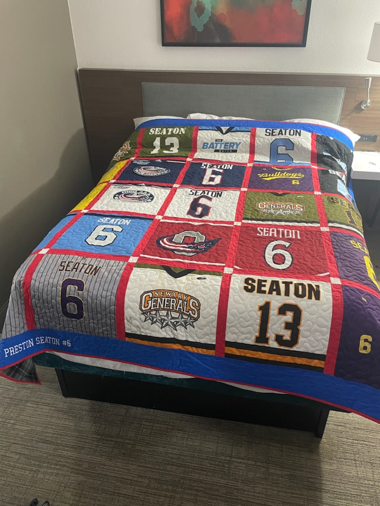 Our Full sized jersey blanket on display